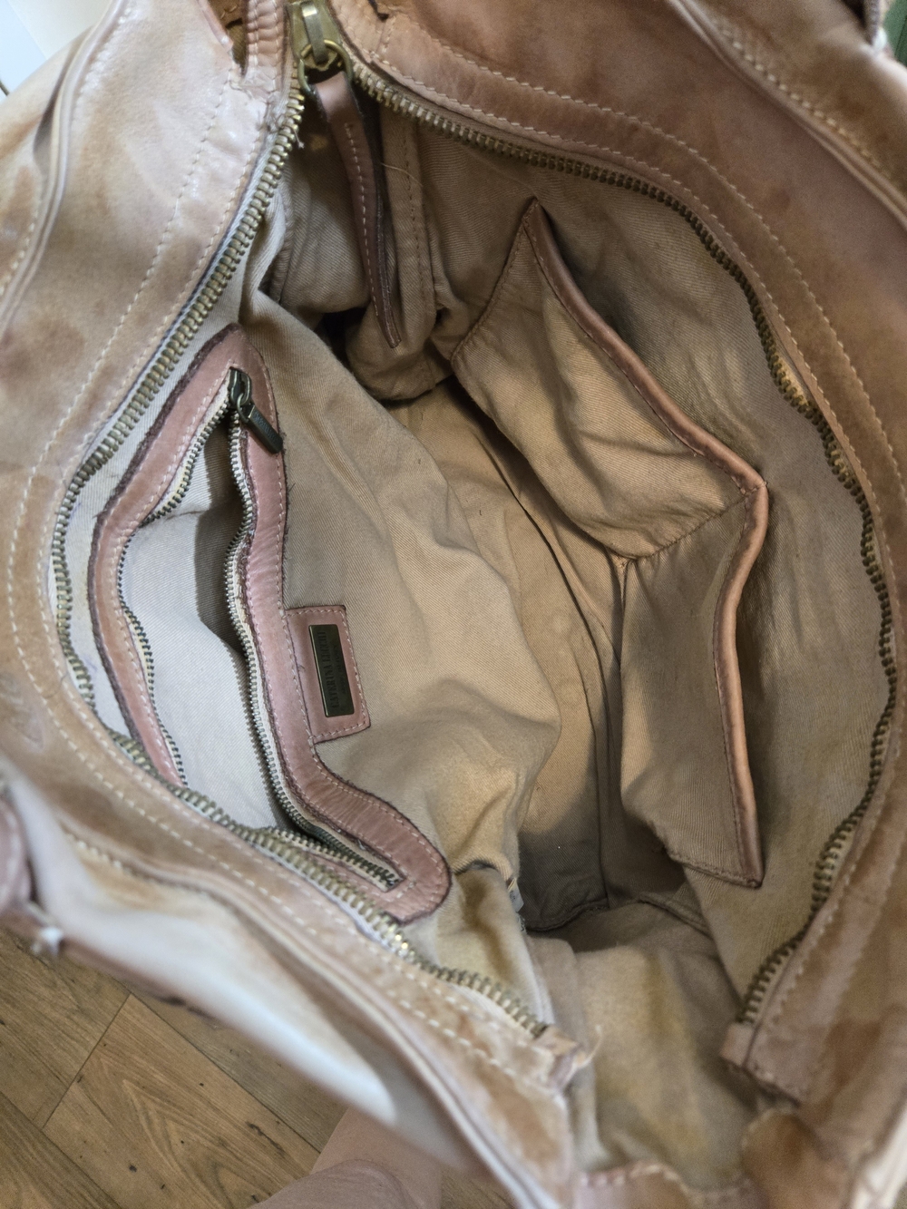 Caterina Lucchi Italian Leather Tote - Geometric & Floral Gold Detail - Picture 7 of 11